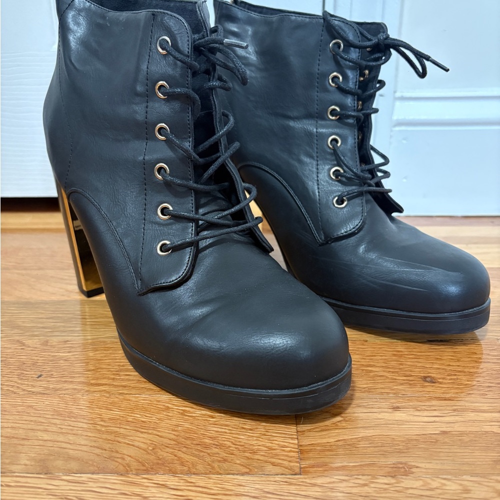 Torrid Black Lace-Up High Heel Boots